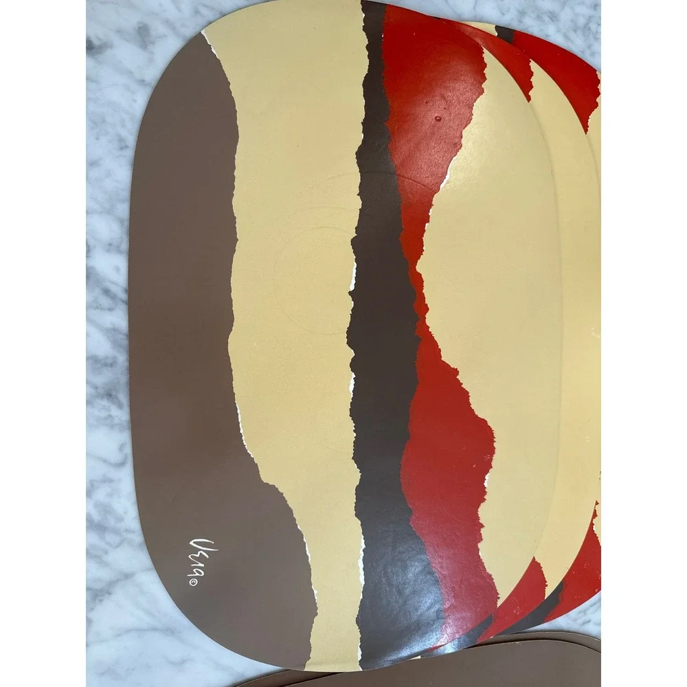 VTG 70's Vera Neumann Abstract Southwest Placemats Set of 6 Brown Red Tan MCM